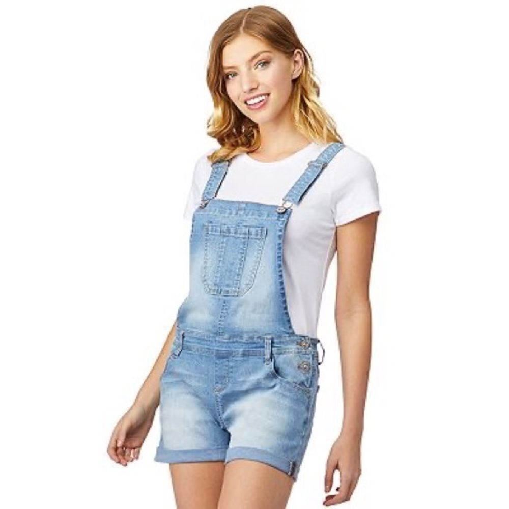 Juniors' WallFlower Insta-Stretch Denim Shortalls size M